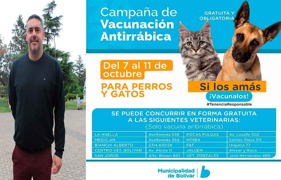 Comenzó la Campaña de Vacunación Antirrábica y Enzo Solondoeta habló con FM 10 Bolívar