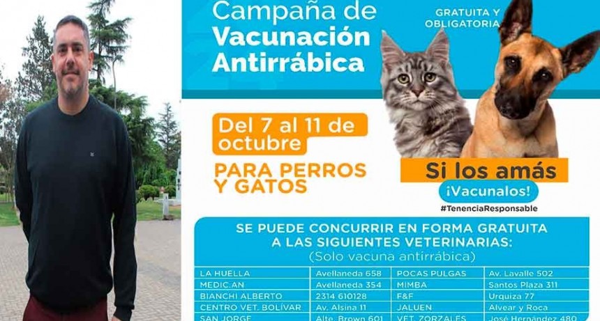 Comenzó la Campaña de Vacunación Antirrábica y Enzo Solondoeta habló con FM 10 Bolívar