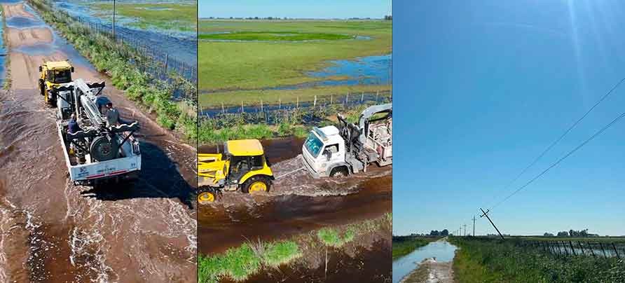 Cuadrillas de la Cooperativa Eléctrica de Bolívar trabajan intensamente para reparar los daños ocasionados por el temporal del fin de semana