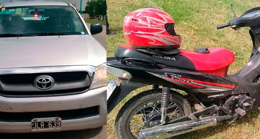 Este lunes: Se registró una colisión entre una moto y una camioneta