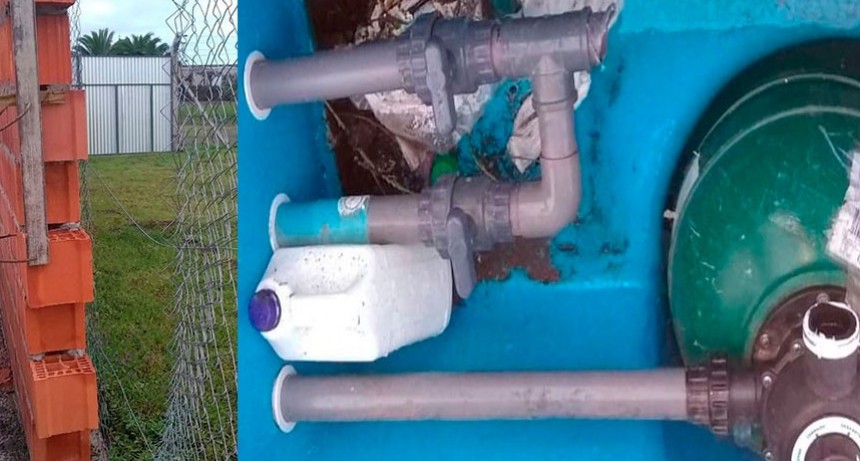 Robaron una bomba Vulcano de la pileta de natación