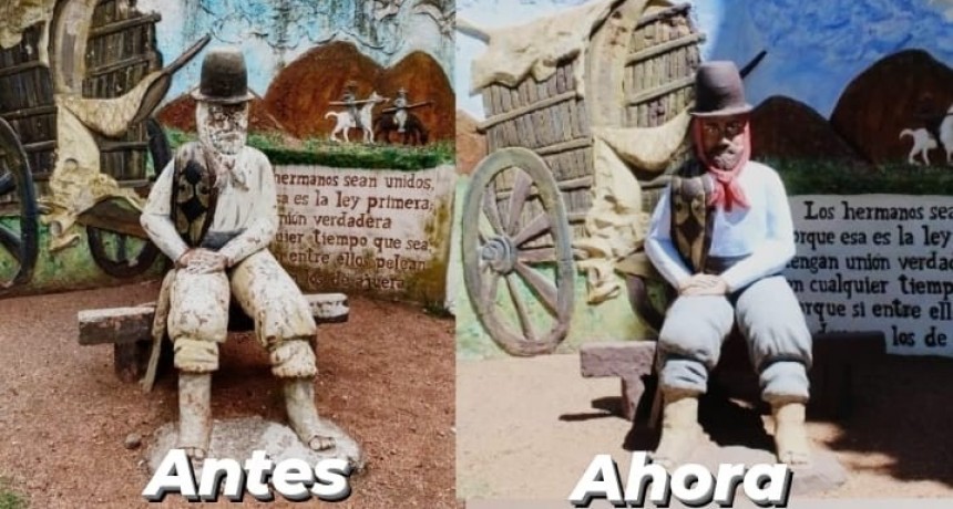 Restauraron el Monumento al Gaucho en la Plaza Casimira Barroso