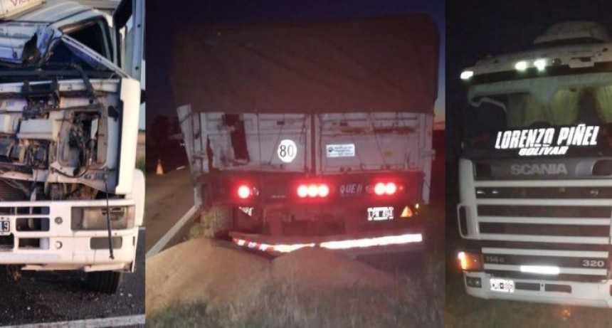 Chocaron dos camiones en ruta 5, afortunadamente solo hierros doblados