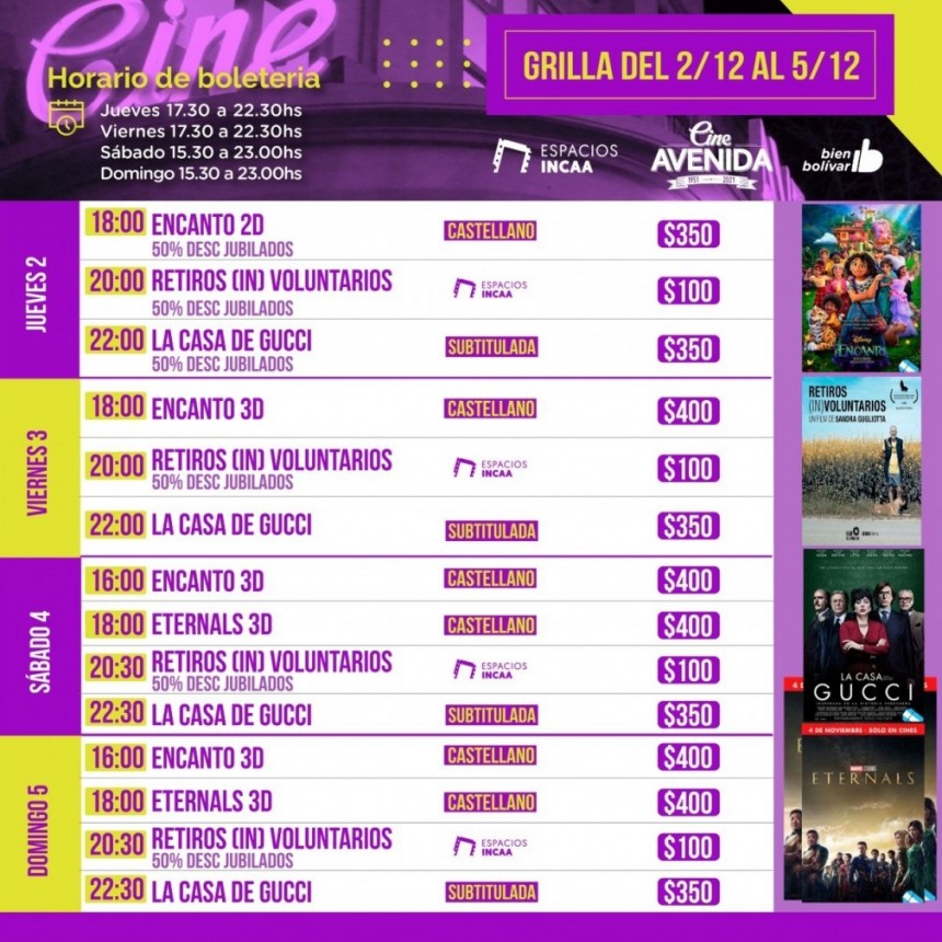 Conocé la propuesta del Cine Avenida para este fin de semana