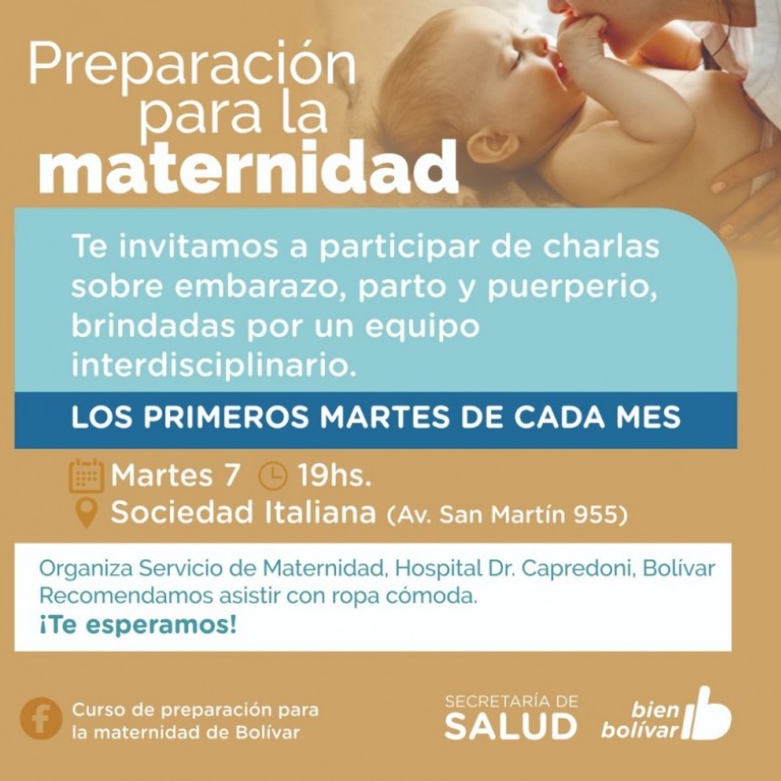 Las charlas de preparación para la maternidad serán los primeros martes de cada mes