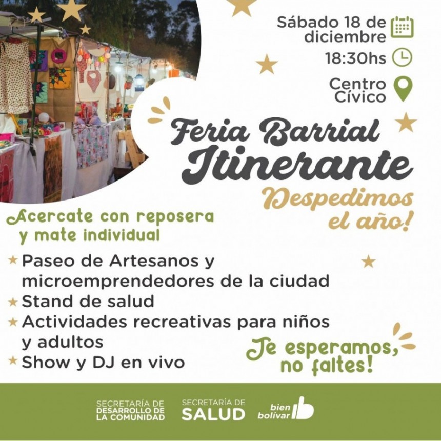 La Feria Barrial Itinerante llega este sábado al Centro Cívico