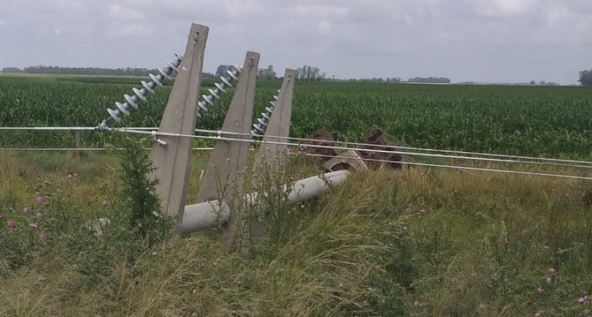 El fenómeno climático se llevó puestas varias torres de la nueva Línea 132