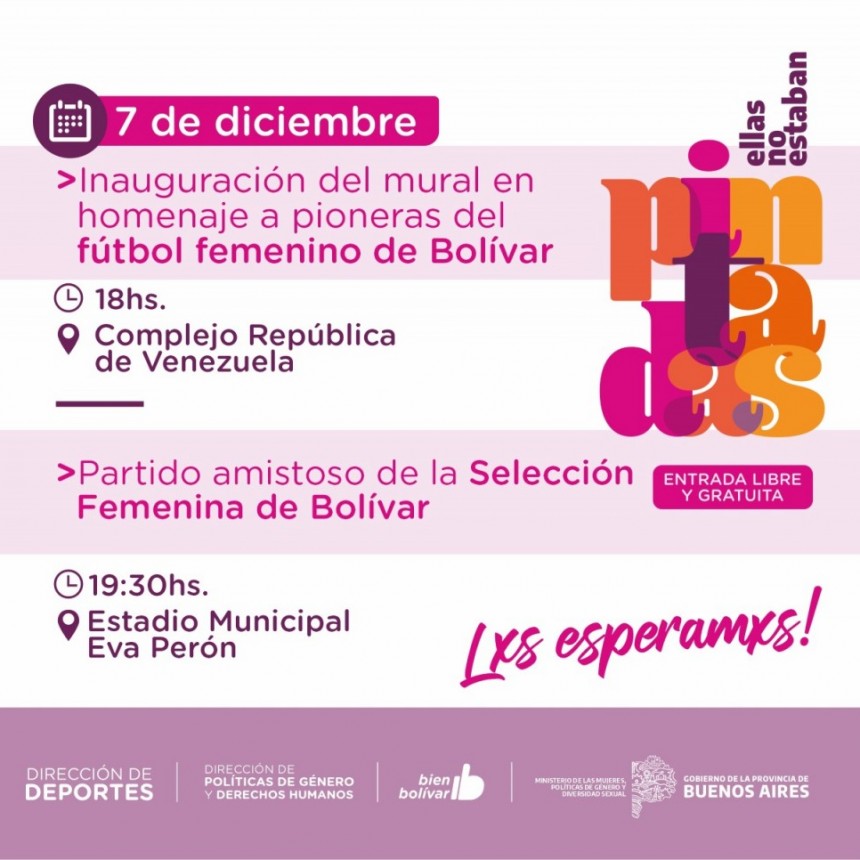 Se llevará a cabo la inauguración del Mural en Homenaje a las Pioneras del Fútbol Femenino de Bolívar