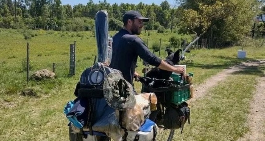 Nicolás Terrera arribó a Bolívar después de haber viajado por el mundo durante cuatro años, como mochilero y en bicicleta