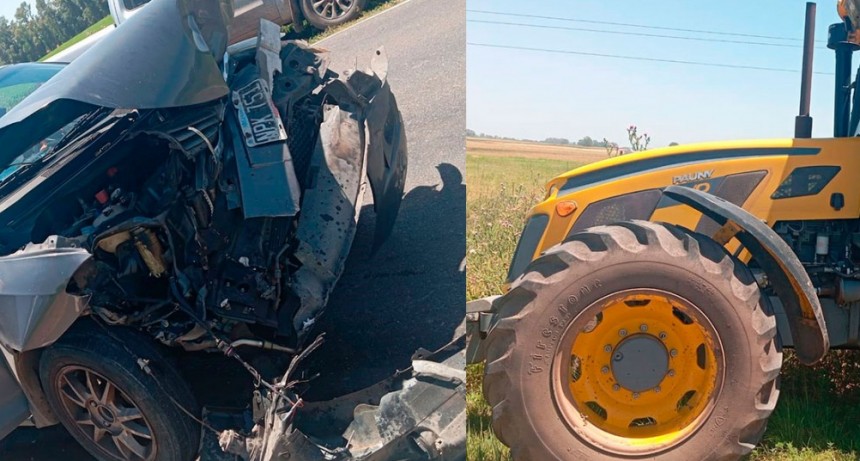 Fuerte impacto entre un automóvil y un tractor, dejó como saldo dos jóvenes hospitalizados